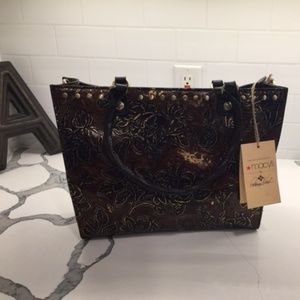 NWT~PATRICIA NASH  METALLIC Choc Tooled Bag